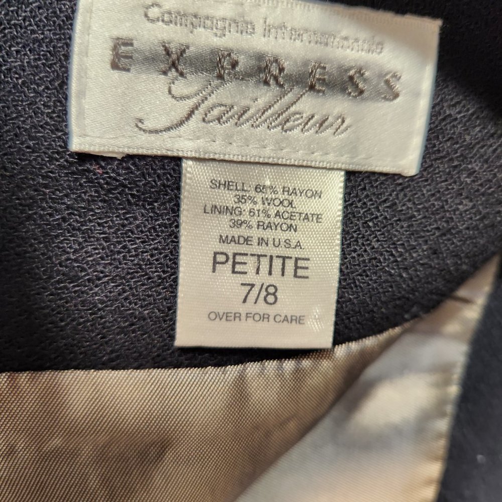 Compagnie Internationale Express Womens Black Jacket & Skirt Petite 7/8 WoolBlnd - Picture 13 of 15